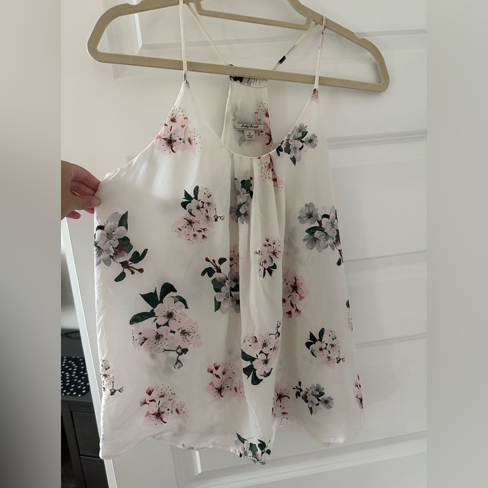 Lucky Brand Floral Camisole - White and Pink flowers
